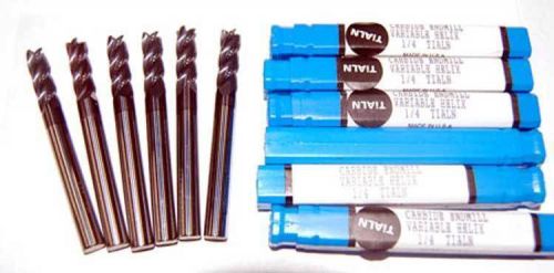 6 Pcs. XLN 1/4&#034; 4 FLT Variable Helix Carbide ALTiN High Performance End Mills