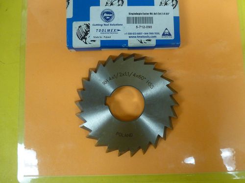 SINGLE ANGLE MILLING CUTTER 4&#034;DIAx1/2&#034;WIDEx1-1/4&#034;HOLE 60 DEGREE HSS NEW $64.40