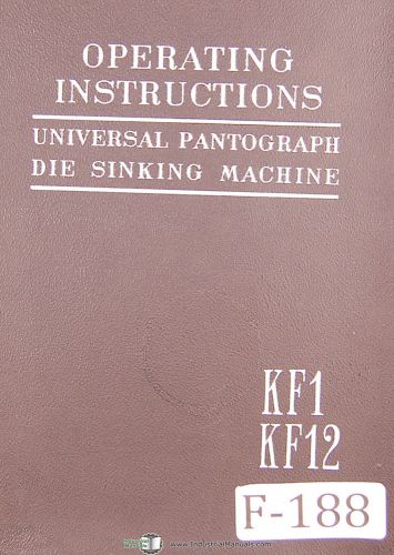 Deckel  Fredrich KF1 and KF12, Pantograph Die Sinking, Operations Manual 1966