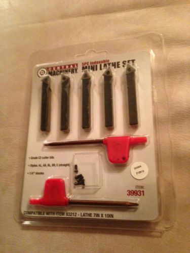 New 5pc  1/4&#034; mini lathe indexable carbide insert tool bit set by central mach. for sale