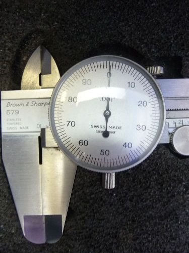 Brown and sharpe 9 inch dial caliper 579 .001 swiss made shockproof &amp; case for sale