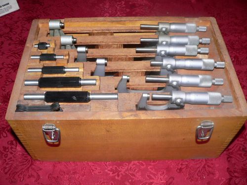 Phase II 0-6&#034; Micrometer Set Graduation 0.0001&#034; in Wooden Box Complete