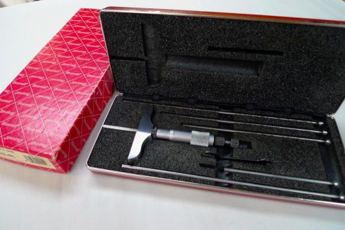 Starrett no. 445az-6rl depth gage micrometer 0-6&#034; with 3&#034; base *x for sale
