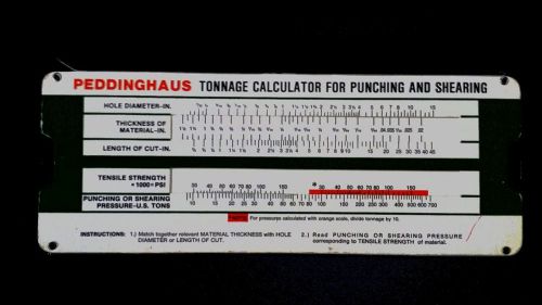 Vintage PUNCHING AND SHEARING TONNAGE SLIDE CALCULATOR