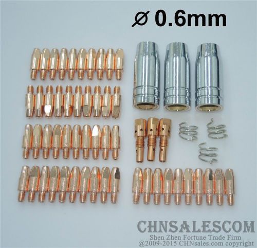 59 pcs mb 25ak mig/mag welding  gun contact tip 0.6x28 gas nozzle tip holder for sale