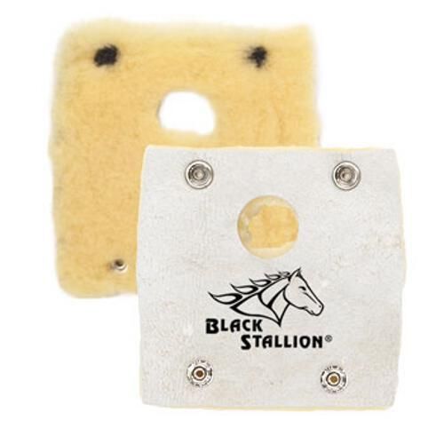 Black stallion bh sheepskin helmet headgear padding - back with knob hole for sale