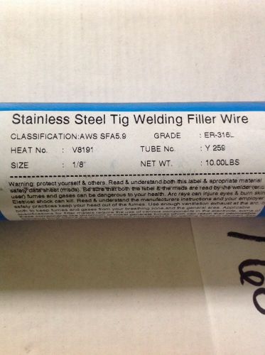 Stainless Steel ER316L 1/8&#034; x 36&#034; Tig Wire 10lb Tube