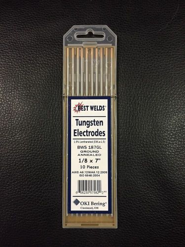 Best Welds 1/8&#034; x 7&#034; Ground Annealed Tungsten Electrodes 1.5% Lanthanated Qty 10