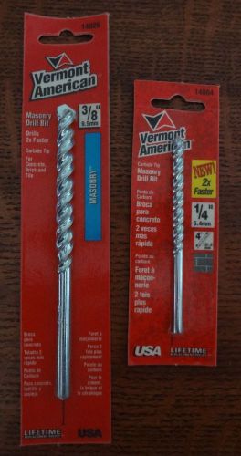 Vermont american masonry drill bits (3/8&#034; and 1/4&#034;) for sale