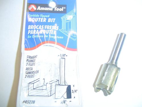 New amana tool 5/8&#034; diameter 1/4&#034; shank straight plunge router bit (45228) for sale