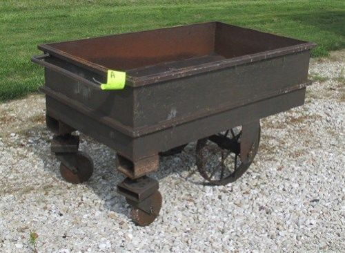 Factory Cart Miners Ore Bed Steel Cast Iron Wheel Industrial Age Mine Railroad a