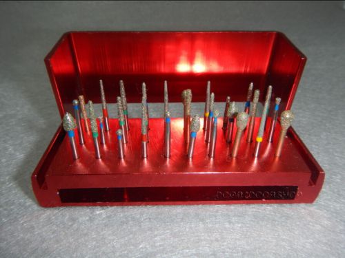 30pcs dental diamond high speed 1.6mm burs drills + 1 pink holder block hot sale for sale