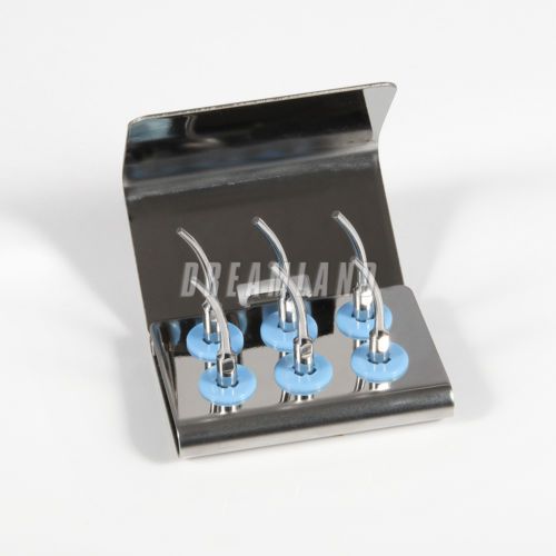 6pcs dental ultrasonic scaler prosthetic tips sil + large holder fit dte satelec for sale
