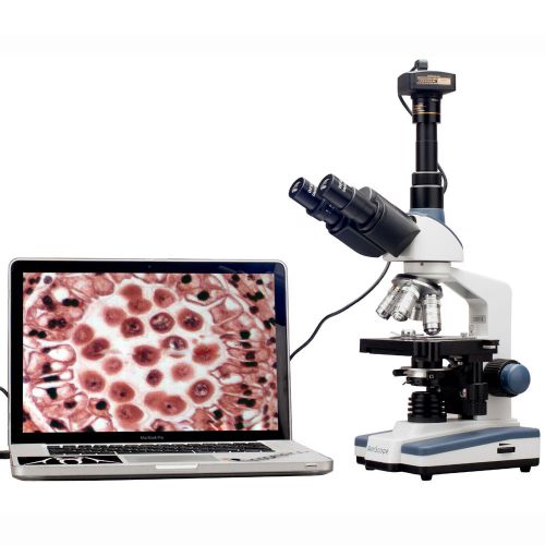2000X LED Lab Trinocular Compound Microscope w 3D Mechanical Stage + 5MP Camera