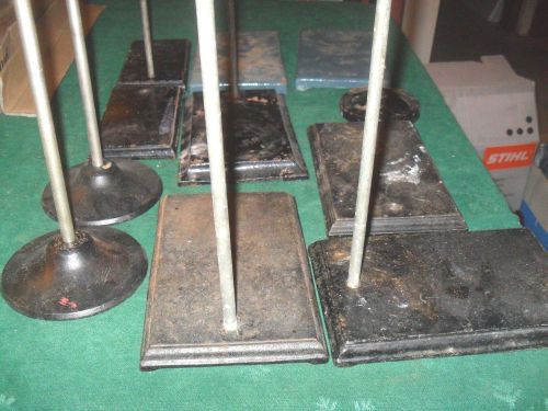 Lot of 10 chemistry lab ring stands cast iron bases cenco; stansi; for sale