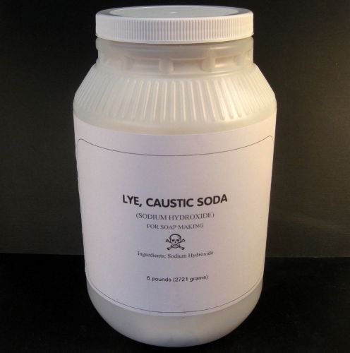 Lye, Caustic Soda, (Sodium Hydroxide), 6 pounds (2721 grams)
