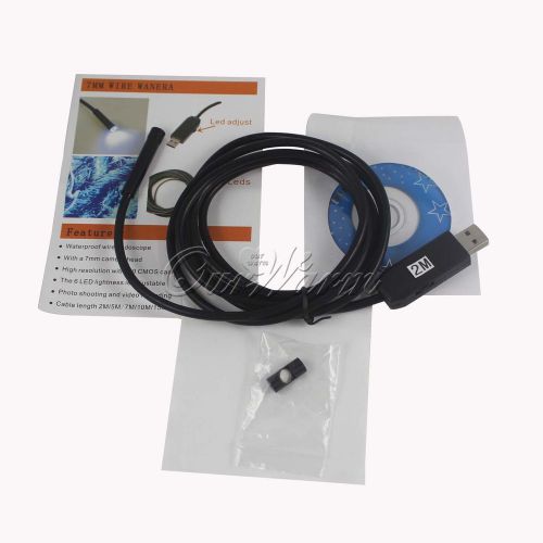 New 2m 6led 7mm waterproof usb borescope endoscope inspection tube video camera for sale