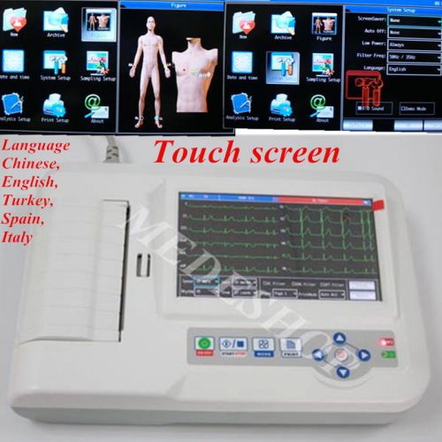 Portable digital 6-channel electrocardiograph ecg  ekg machine with software for sale