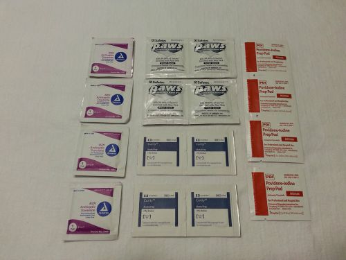Medical wipes Prep pads 16 piece BZK PAWS Iodine Alcohol