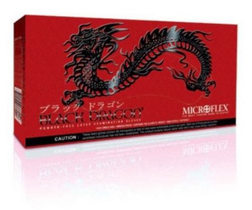 Microflex black dragon powder-free latex gloves case of 9 boxes-100/bx any size for sale