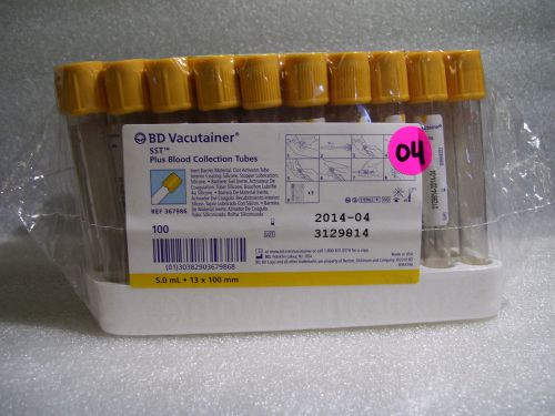 ! bd vacutainer sst plus blood container collection tubes 367986 qty 100 for sale