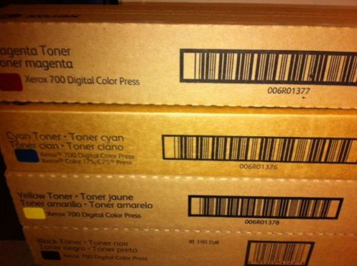 Set of Toner for  Xerox Docucolor 700 printer press CMYK.  Brand New Genuine