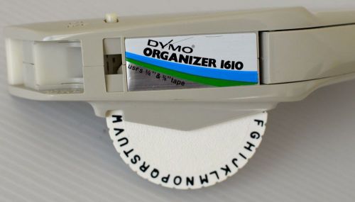 #3 Vintage Dymo Organizer 1610 Label Maker Uses 1/4&#034; &amp; 3/8&#034; Tape, wheels &amp; case