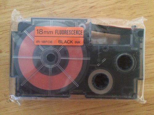 CASIO EZ Label Tape Cartridge 18mm Black Ink Fluorescent Orange Tape IR-18FOE