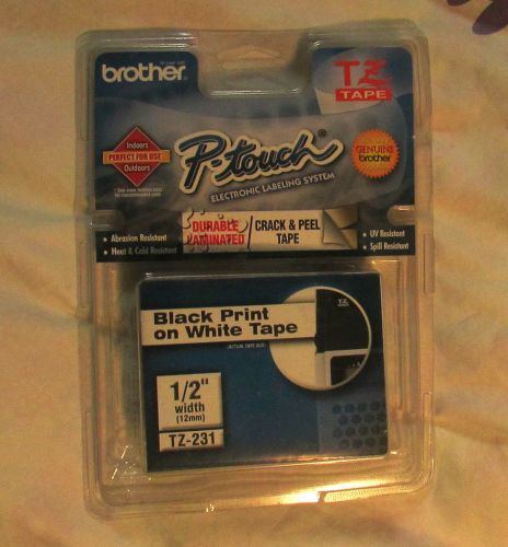 Brother P touch T Z 231label maker refill cartridge black print on white tape