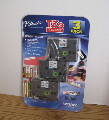 Brother P-Touch TZe Tape 3 Pack  Model TZe-2322 Black on White