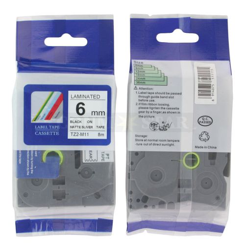 1pk black on matt transparent tape compatible for brother ptouch tz tzem11 6mm for sale