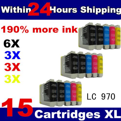 15 Compatible LC970 / LC1000 Ink Cartridges for Brother Printers Black + Colour