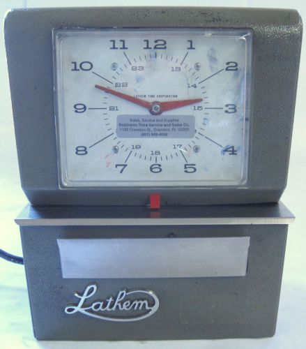 VTG Lathem time clock model  4267-X=110 GREY - powers on, no ribbon or key