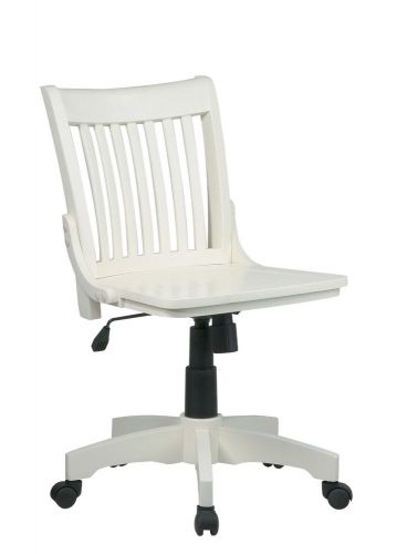 Office Star Deluxe Armless Wood Banker&#039;s Chair in Antique White