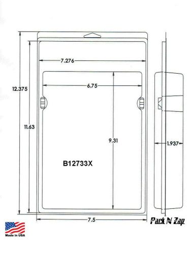 65 - 12.4&#034;h x 7.5&#034;w x 1.9&#034;th clamshell packaging clear plastic blister pack for sale
