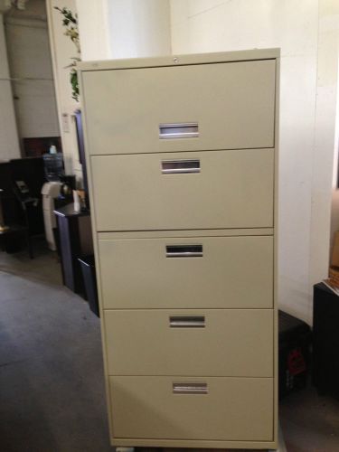 **5 drawer lateral sz file cabinet by hon office furn in putty w/lock&amp;key 30&#034;w** for sale