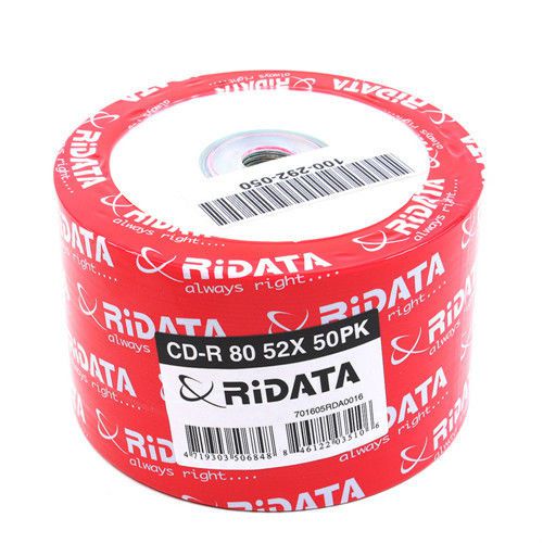 500 Ritek Ridata brand 52x CD-R Media Disk 700MB Blank Recordable CD Media Disc