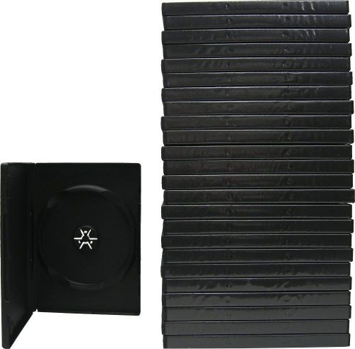 25 STANDARD Black Single DVD Cases 14MM Brand New!