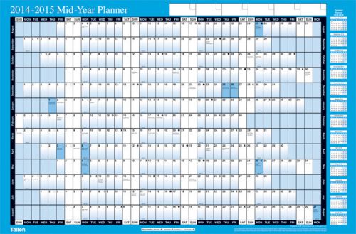 2014-2015 Mid Year Academic A1 Wall Planner - Large Blue Academic Planner