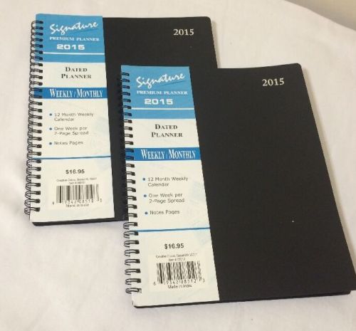 2 Signature 2015 Series Dated Day Planner Calendar Weekly MONTHLY 8X10 BLACK
