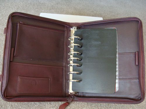 Franklin burgundy leather classic 7 rings1.5&#034; planner binder w/ pocket  nice for sale