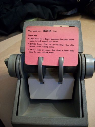 Vintage Bates Metal Rotary File Model R23-500 SC With Original Cards