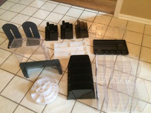 Lot of 15 Office Desk Organizers, Pencil and File Holders, Trays, Drawers etc