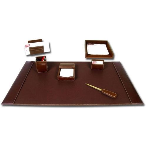 Dacasso Rustic Brown Leather 7-Piece Desk Pad Kit - DACD3204 - 7/Kit