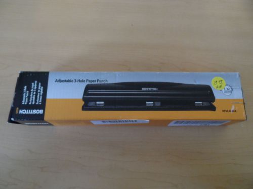 BOSTITCH ADJUSTABLE 3-HOLE PAPER PUNCH HP3A-BLACK - NEW OTHER