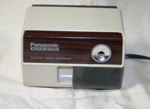 PANASONIC Auto-Stop Electric Pencil Sharpener KP110 KP-110 Ivory Wood Grain VTG
