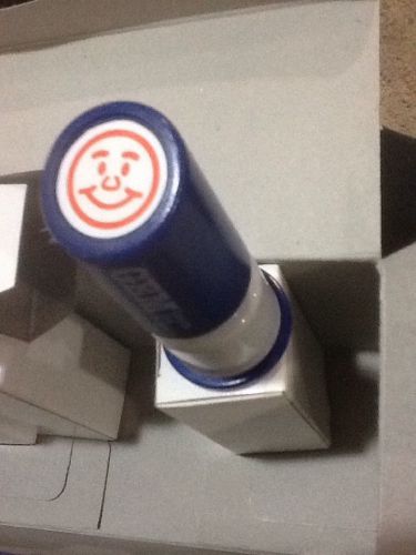 4 x red ink happy face pre-inked rubber stamp gem office school kids nip 07617 for sale