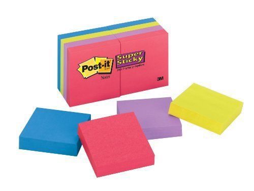 Post-it notes super sticky 2x2 jewel pop notes - self-adhesive - 2&#034; x (6228ssau) for sale