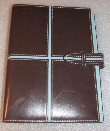 FRANKLIN COVEY 6 RING BINDER! BROWN &amp; TURQUOISE-8 1/4X INCHES-