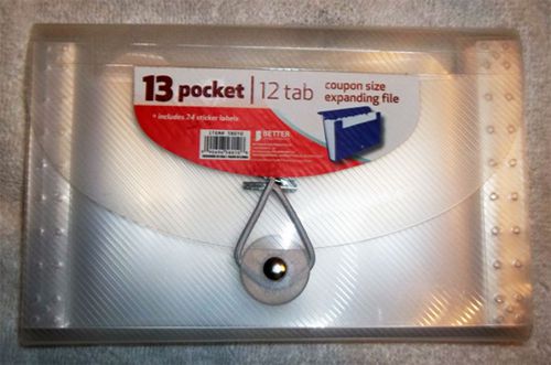 Better - Coupon/Check Size Expanding File - 13 Pocket&#039;s W/ 24 Labels - Qty. 4